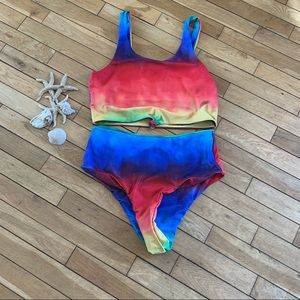 Zaful Rainbow Tie Dye Tankini Swimsuit